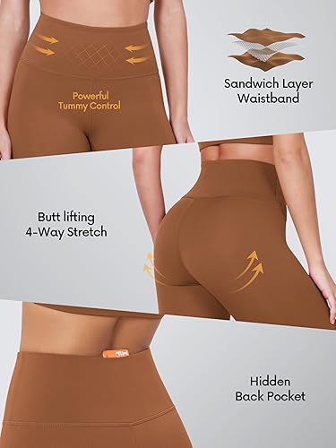 Miniatura 5 de ODODOS Leggings de entrenamiento con bolsillo trasero para mujer, pantalones de yoga de cintura alta de 2528 pulgadas