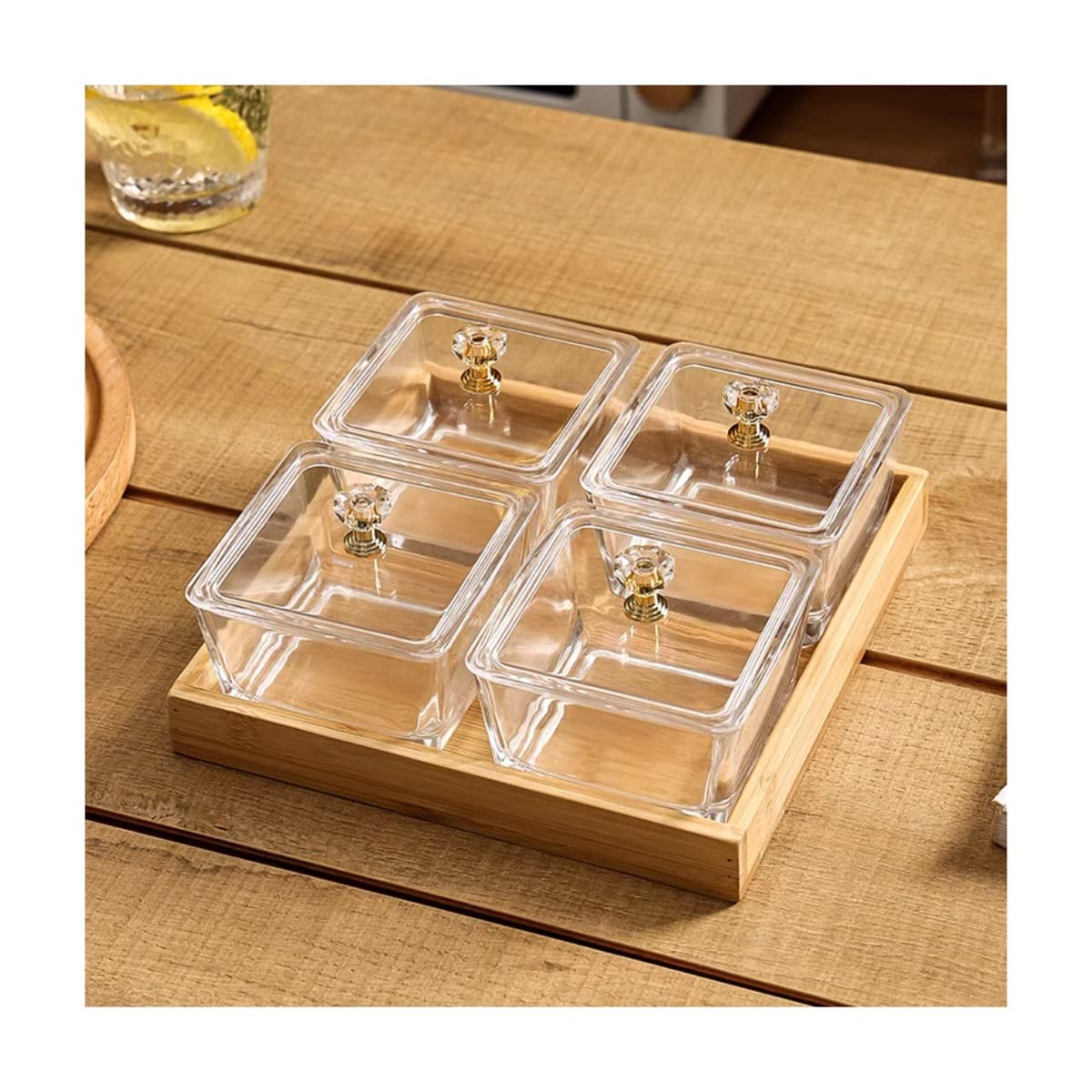 Snackschalen Vier Quadratmeter-Glas-Snack-Gericht und Chassis Home Restaurant geteiltes Obst Snack getrockneter Obstteller Beilage Diptaucer Dipschalen (Color : C)
