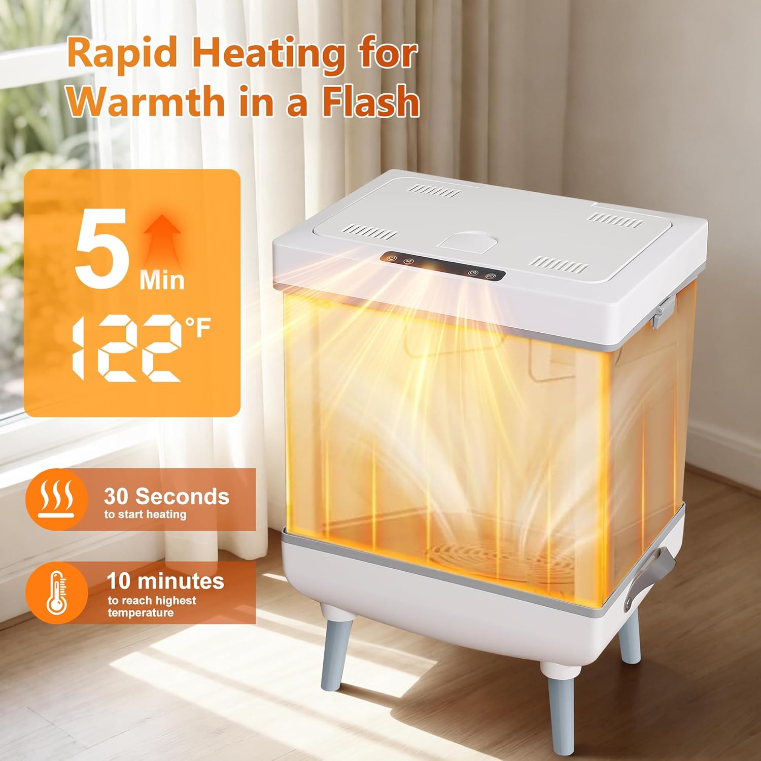 Towels Warmer for Bathroom, Foldable Hot Tub Large Towel Warmer Bucket with 2-in-1 Heating and Drying Functions, Fits Up to Two 40"X70" Oversized Towels, Blanket, Clothes and Robe for Single or Double