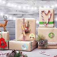 Vista 4 de 20 hojas de calcomanías de números de calendario de Adviento de Navidad, 1-24 calcomanías de calendario de cuenta regresiva de Navidad, calcomanías