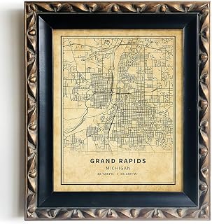 Grand Rapids Michigan Vintage Poster - City Map Wall Art - Grand Rapids Street Transit Map Print Picture - Grand Rapids Art Wall Decor - Map Poster of Grand Rapids - Decorative Artwork Souvenir Gift