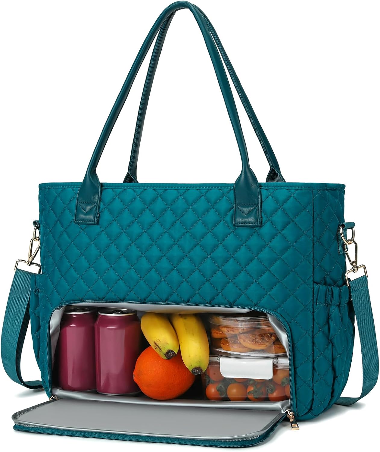 2-in-1 Lunch & Laptop Tote Bag 15.6" Work Bags for Women Polyester Casual Teacher Nurse Bag Laptop Briefcase