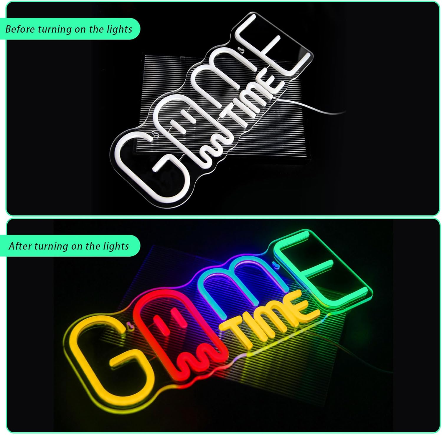 Game Time Neon Sign Game Room Wall Decor Dimmable Led Gamer Neon Light Teen Kids Bedroom Gifts for Christmas Gifts