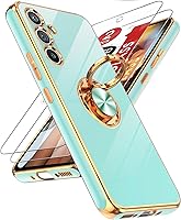 Vista 114 de LeYi para Funda de Teléfono Samsung Galaxy A13-5G: Protector de Pantalla de Vidrio Templado, Soporte Magnético Giratório de Anillo 360°, Borde Negro