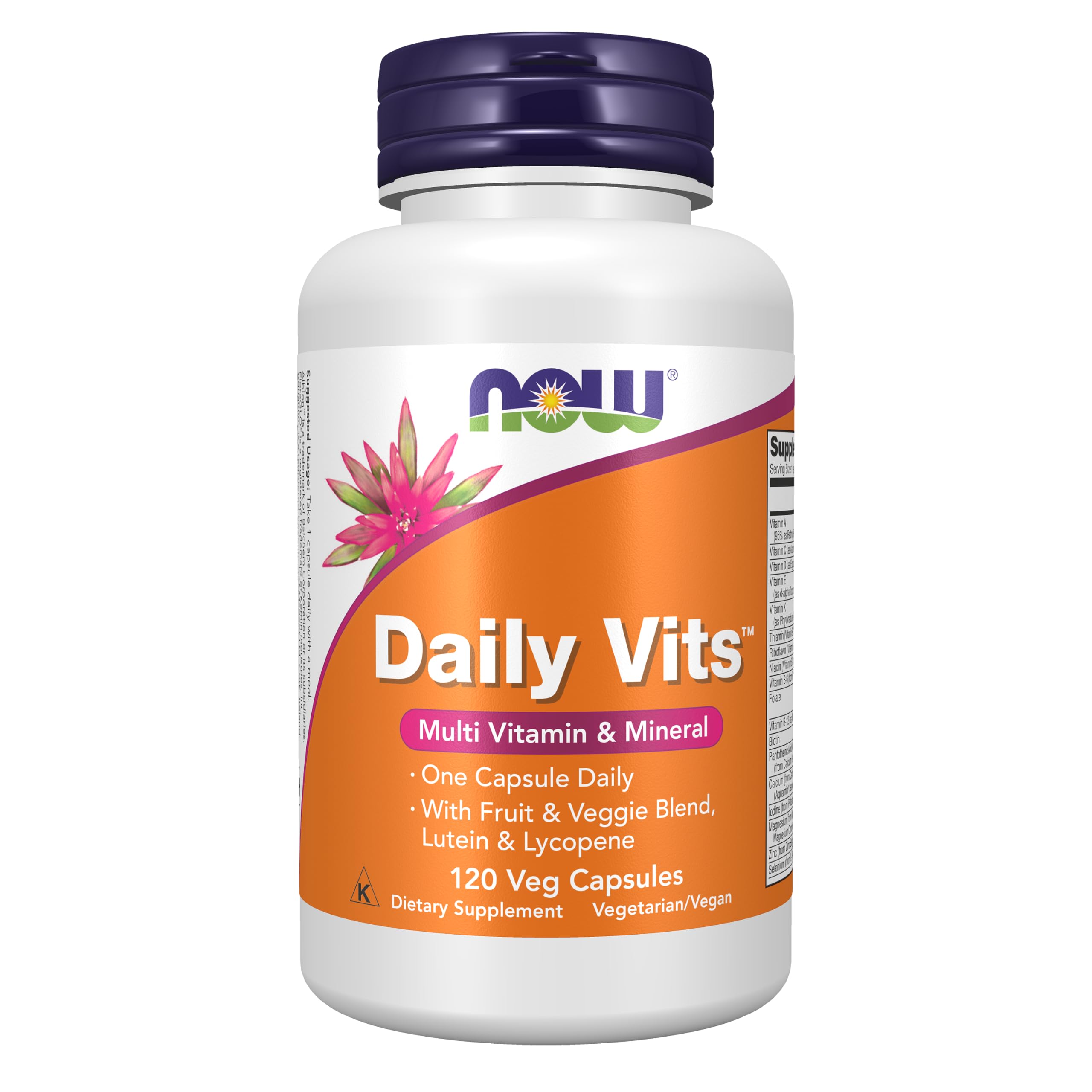 NOW Supplements, Daily Vits™, One Tablet Daily, 120 Veg Caps 120 Count (Pack of 1)