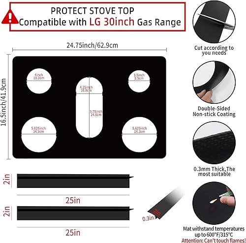 Miniatura 2 de Cubiertas para quemadores de estufa  Cubierta reutilizable para estufa LG de 30 pulgadas modelo LGLDG4315 LRG4115 LRG4113 LDG4313  Cubierta superior