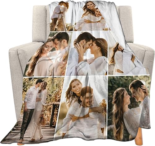 Vista 13 de Manta personalizada con texto fotográfico, regalo personalizado, 1-10 imágenes, manta personalizada para madre, padre, familia, amigos, Navidad, 1