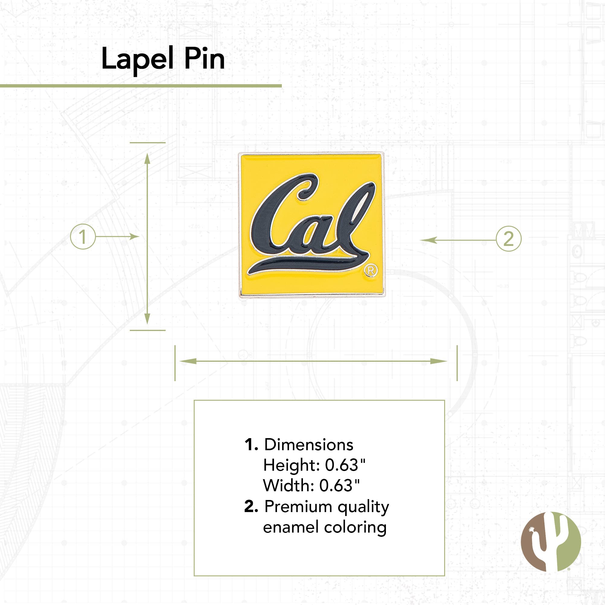 Desert Cactus University of California Berkeley Lapel Pins Golden Bears Cal UC Logo Enamel Made of Metal (Pin A)