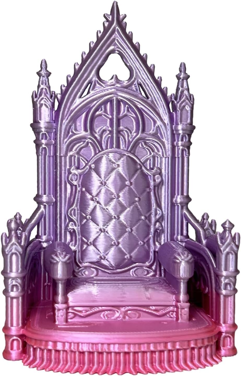 KASNLSAC Miniature Throne Figuirine 3D Printed Gothic Style Chair Decoration Mini Landscape Ornaments for Dollhouse Accessory (Pink)