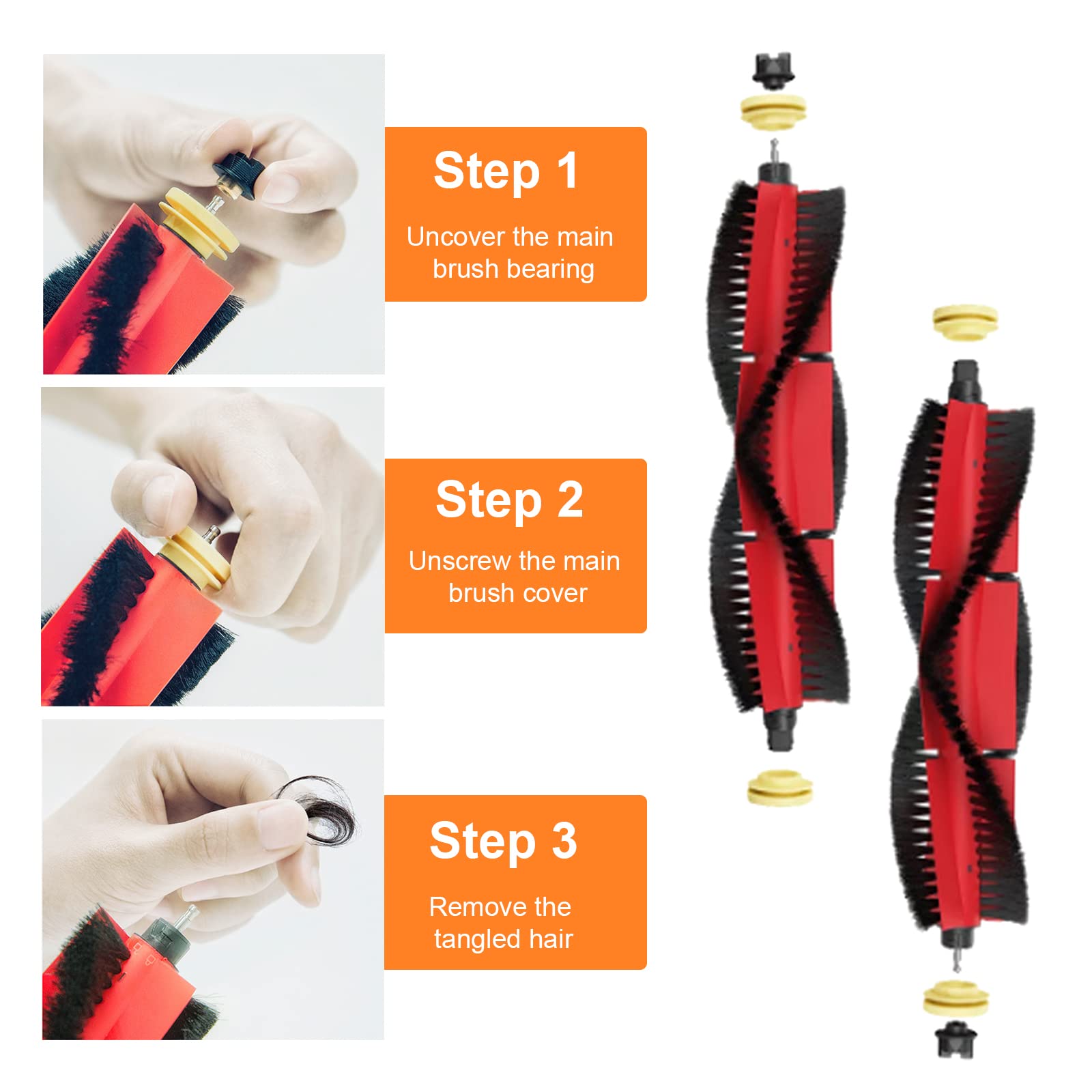 SmartAI Pezzi di ricambio compatibili con aspirapolvere robot S8 Pro, 1 spazzola principale, 2 spazzole laterali, 2 filtri Hepa, 2 panni