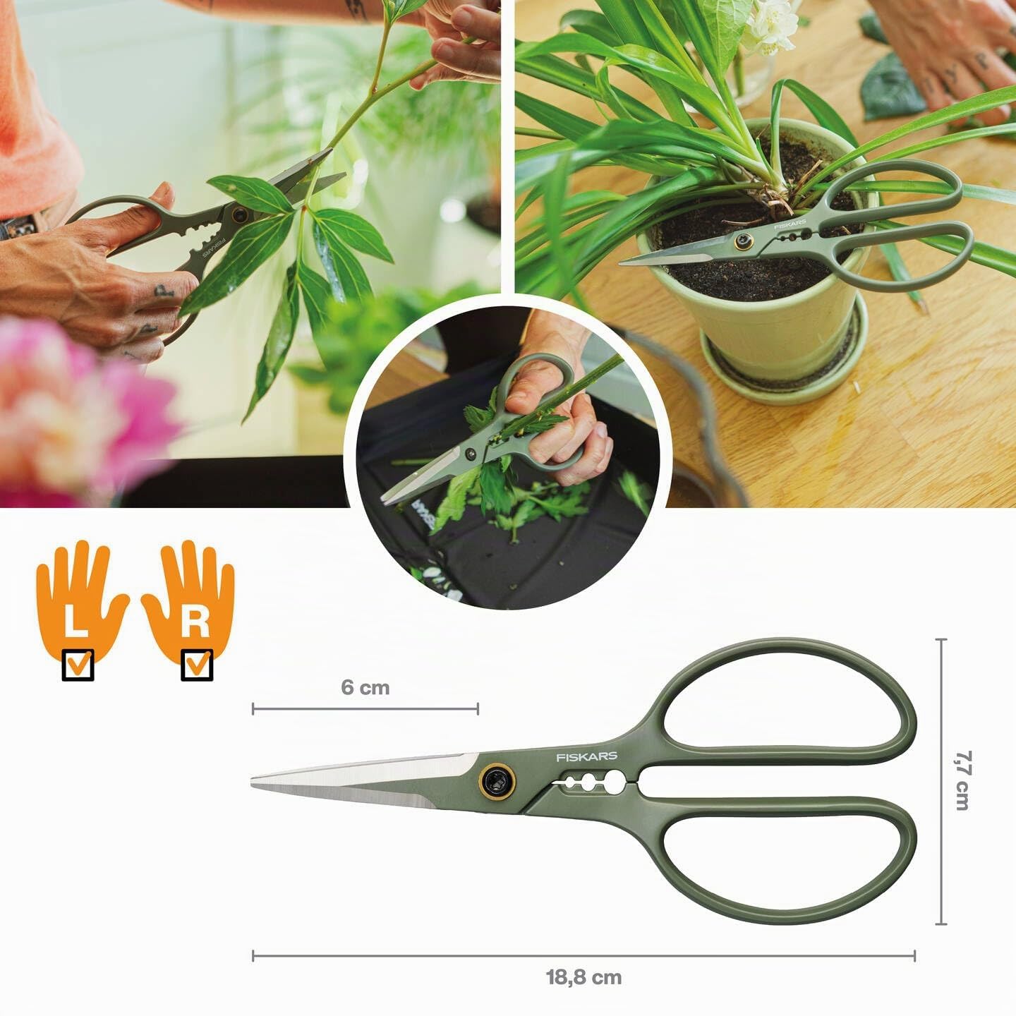 Fiskars Set de Corte de Mantenimiento, 3 Piezas, Urban Plant Care