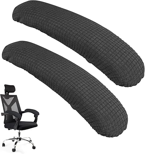 Miniatura 8 de Fundas para reposabrazos de silla de oficina, 2 fundas extraíbles para reposabrazos de oficina, fundas elásticas para reposabrazos de silla,