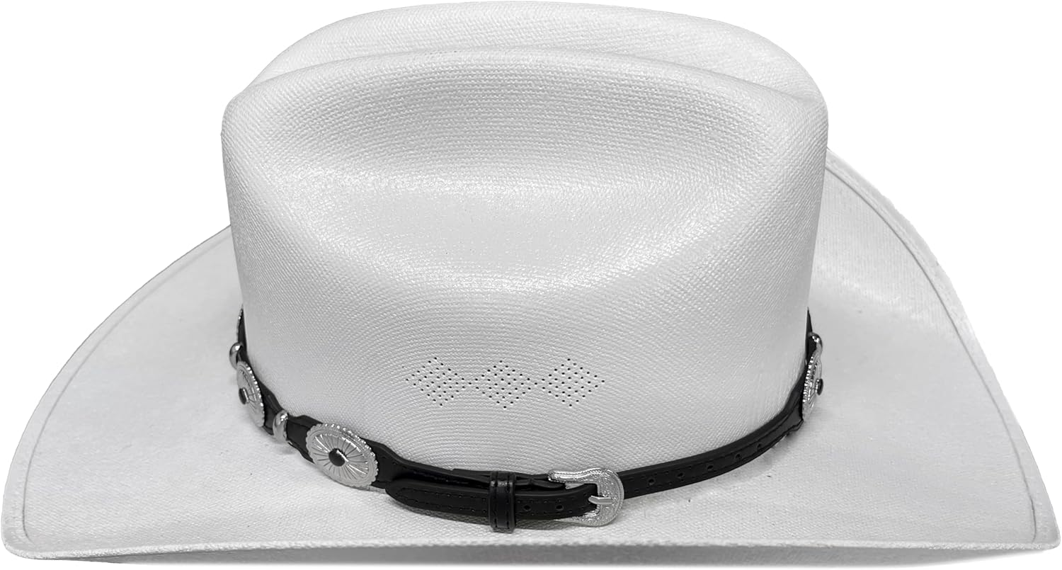 Western Silver Concho Hat Band Decorative Belt with Scalloped Concho and Adjustable Buckle Set