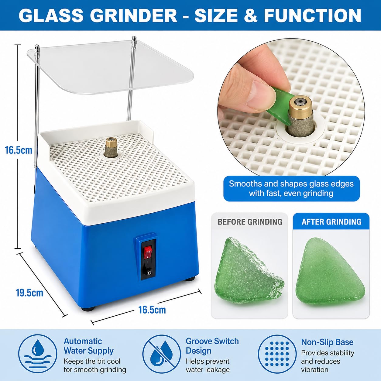 Buntglas-Starter-Kit mit Glasschleifer für DIY-Projekte, Komplettset für Anfänger und Hobbyisten in Glas- und Mosaikkunst