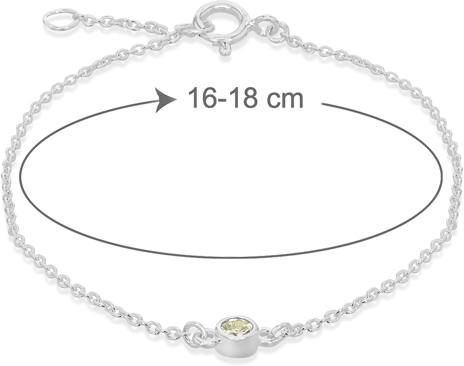 Tuscany Silver Women's Sterling Silver Adjustable Bracelet - Light Green CZ August Birthstone - 16cm/6.25"- 18cm/7" - Image 5