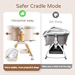 3 in 1 Baby Bassinet,Bedside/Rocking Bassinet for Baby with Waterproof Comfy Mattress and Wheels,7 Adjustable Height Baby Bassinet Bedside Sleeper, Easy Folding Portable Crib for Newborn (Khaki)