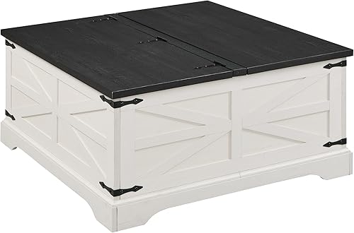 Miniatura 7 de JXQTLINGMU Mesa de centro con parte superior elevable de granja con almacenamiento, mesa central cuadrada de madera de 36 pulgadas con gran