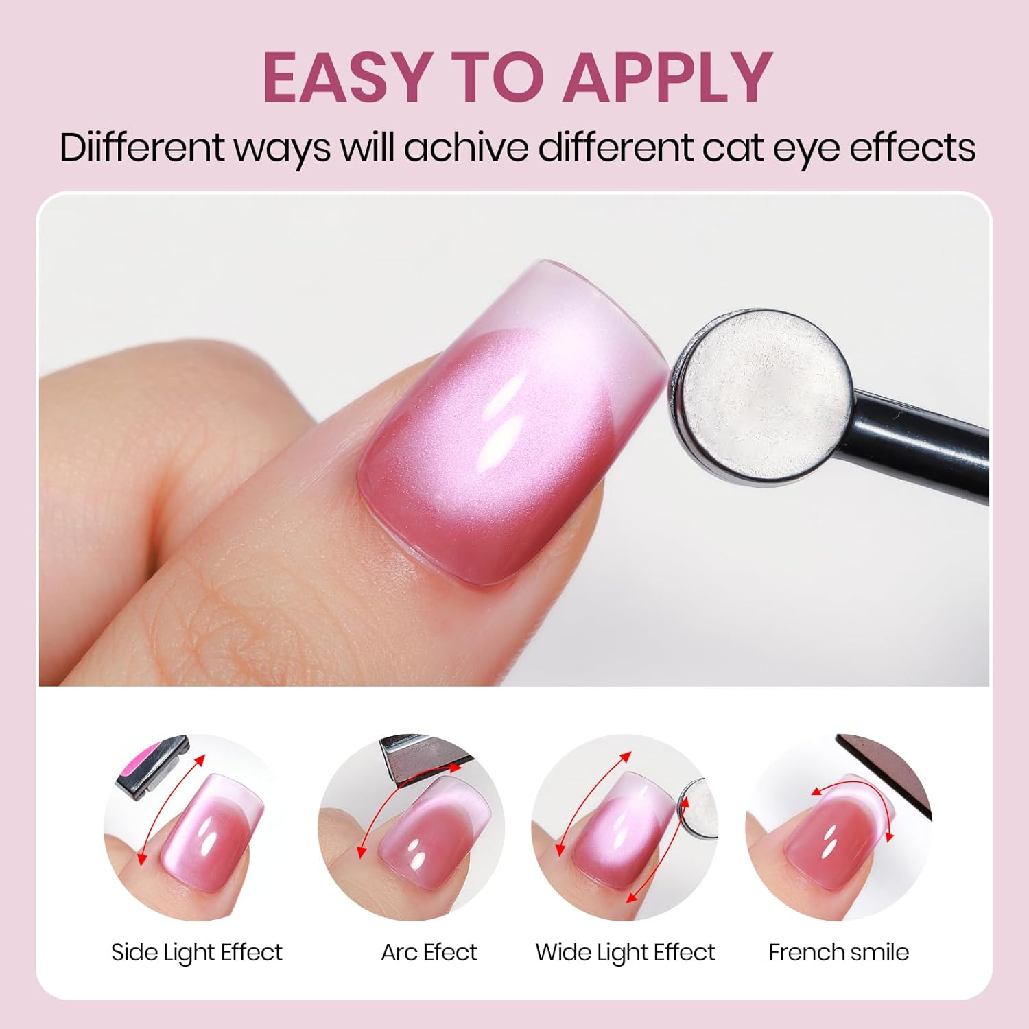Cat Eye Gel Nail Polish Set, 12 Colors Magnetic Nail Polish Gel Cateye Gels with Magnet, High Glossy, UV Lamp Cure, Vegan, Non Toxic, Long Lasting, 0.24fl oz