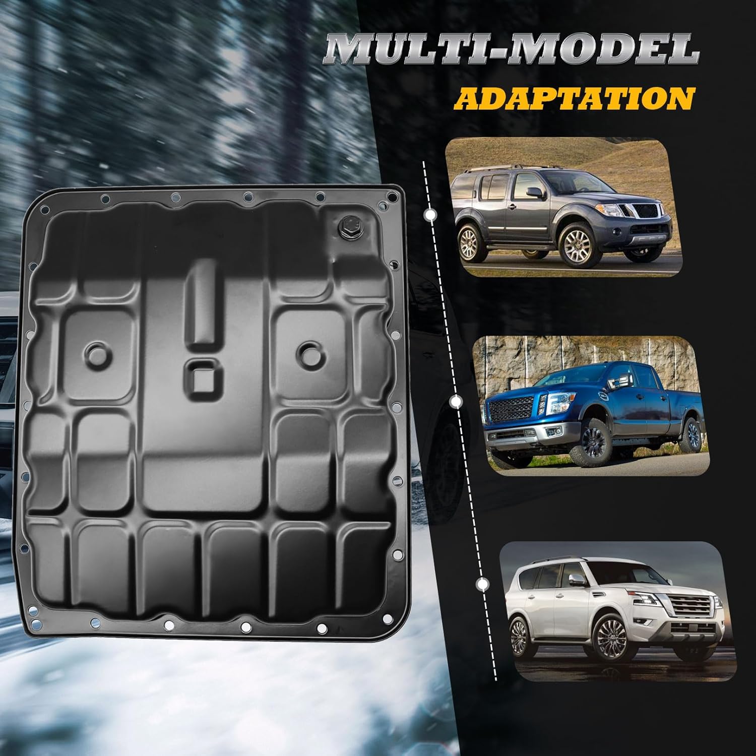 Transmission Oil Pan with Drain Plug Compatible with 350Z Armada Frontier Pathfinder Titan Xterra 2003-2014 3139090X0B 3139090X00