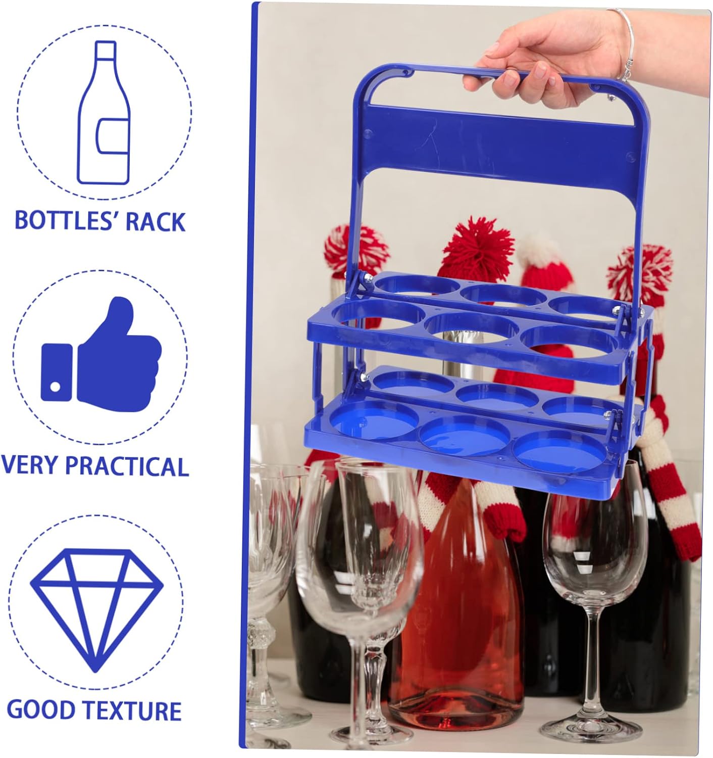 2pcs Plastic Beer Holding Basket Bottle Carrier Wine Storage Rack for Bar
