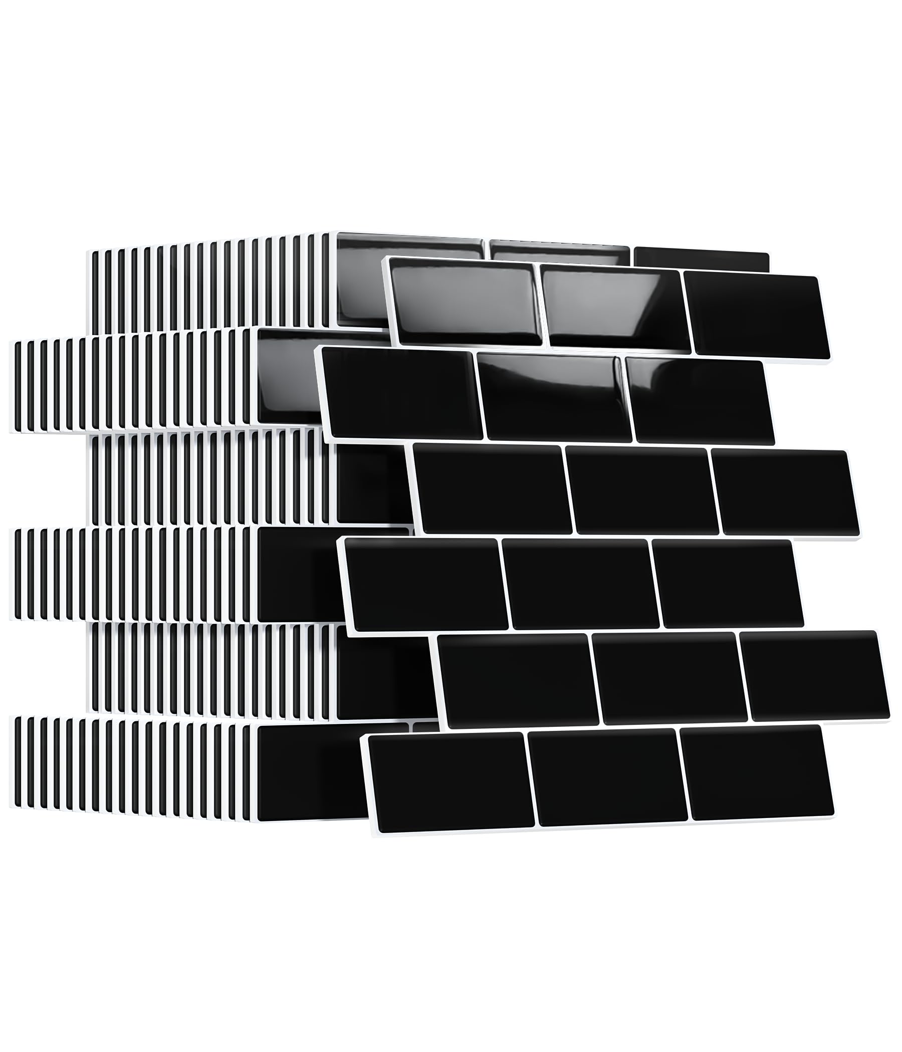 Upgrade Thicker Peel and Stick Wall Tiles Backsplash for Kitchen and Bathroom, Metro Subway Tiles Self Adhesive Tile Stickers 3D Stick on Splashback Black, 20 Sheets โ image 1