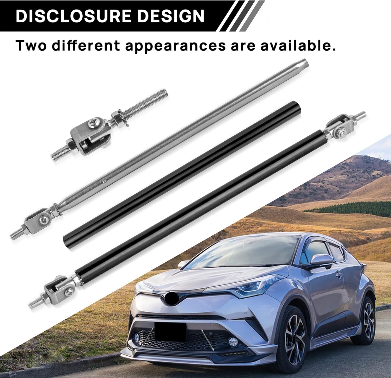 Splitter Support Rods, Universal Splitter Strut Rods 7.87'' Adjustable Front Lip Strut Rod Bumper Splitter 2pcs Bumper Lip Splitter Diffuser Strut Rod Tie Support Bars for Most Vehicles (Black)