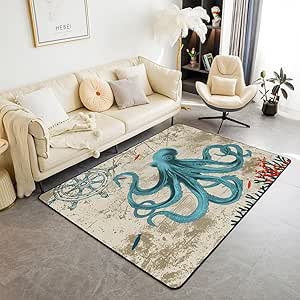 Amazon.com: jejeloiu Kids Octopus Area Rug 3x5 Inch Ocean Kraken Rugs ...