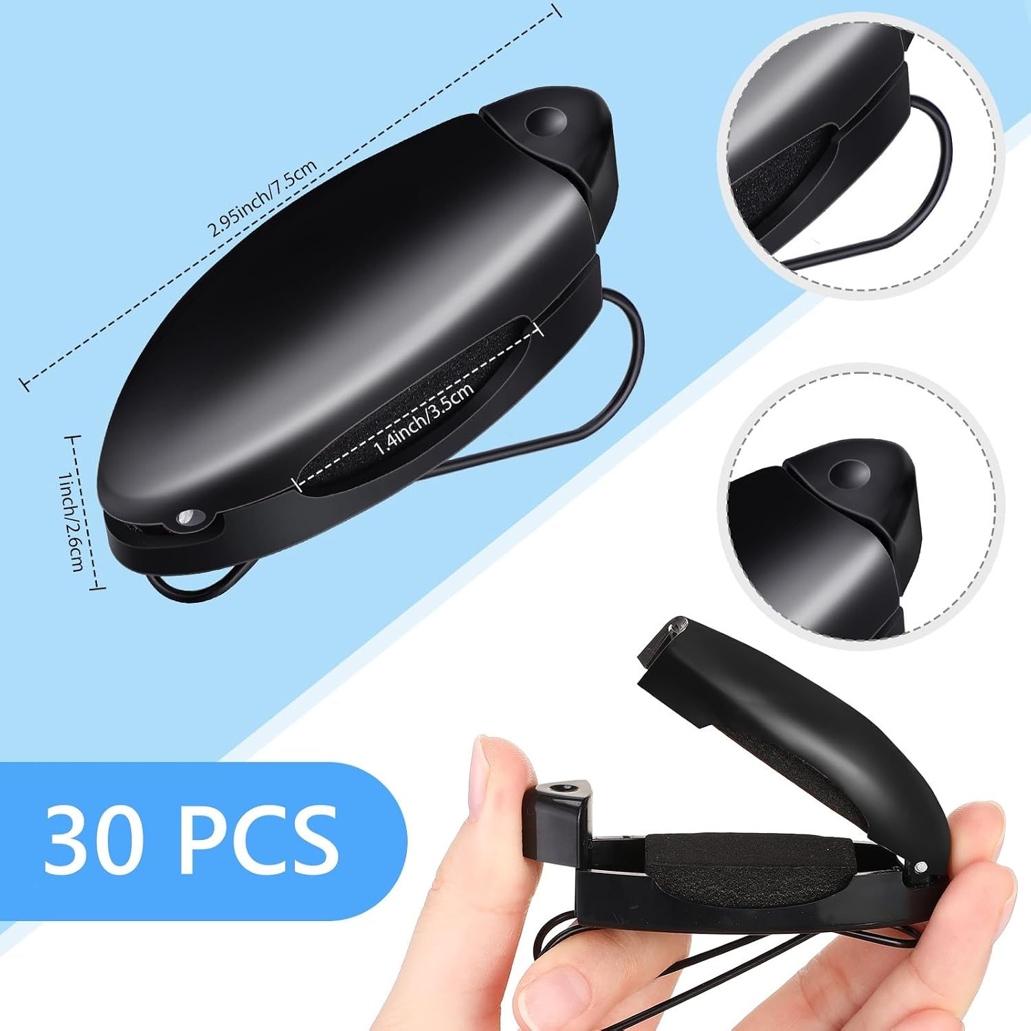Frienda 30 Pieces Car Sunglasses Holder for Sun Visor Car Clip Bulk, Accessories Interior Eyeglasses Mount Ticket Card Clip Glasses Holder Auto Clip Holder(Black)