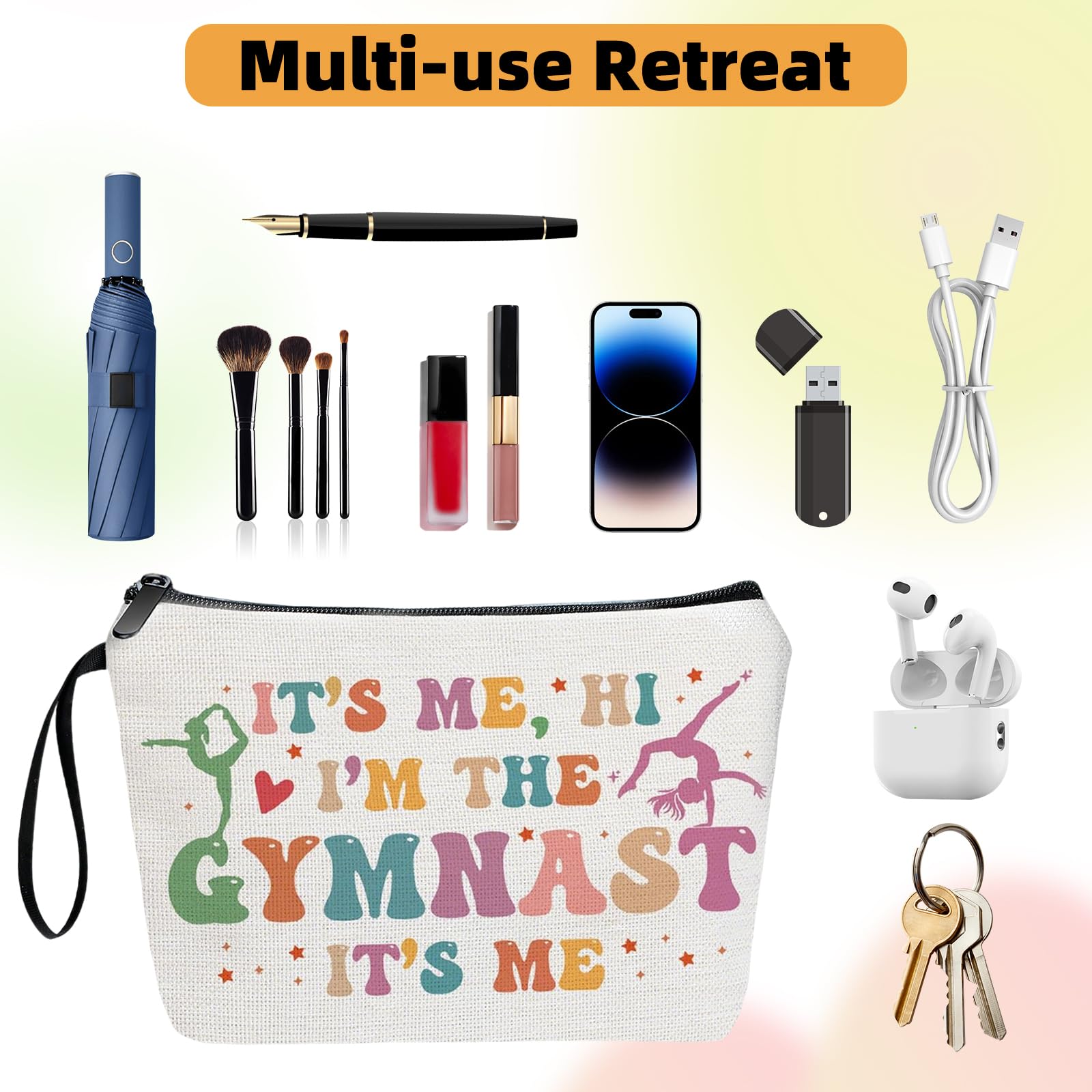 Gymnastics Gifts for Girls Make Up Bag Gymnast Makeup Bag for Gymnastics Lover Gifts Inspirational Cosmetic Bag with Hand Strap Gymnastics Bag Gifts - Image 4