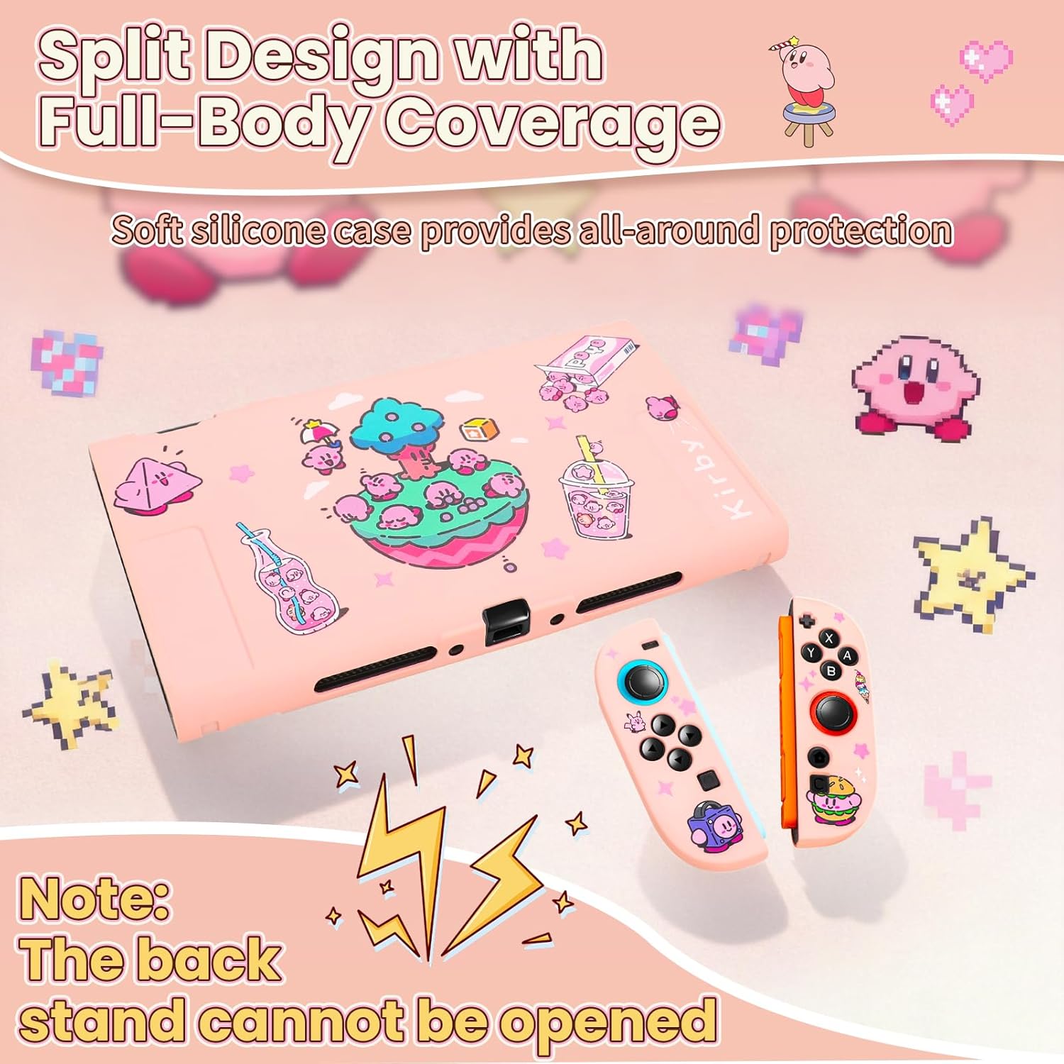 Soft Switch 2 Protective Shell Compatible with Nintendo Switch 2, Cute Pink Silicone Slim Dockable Switch 2 Console Cover Case Protector with Joy-Con Grips - Image 2