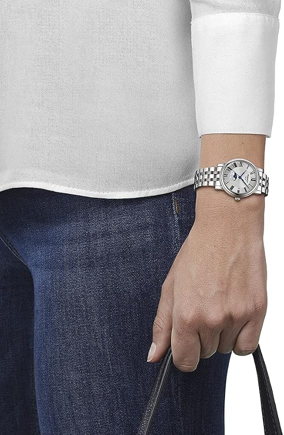 Tissot Womens Tissot Carson Premium Lady Moonphase Swiss Quartz Watch, Grey, Stainless Steel, 16 (T1222231103300)