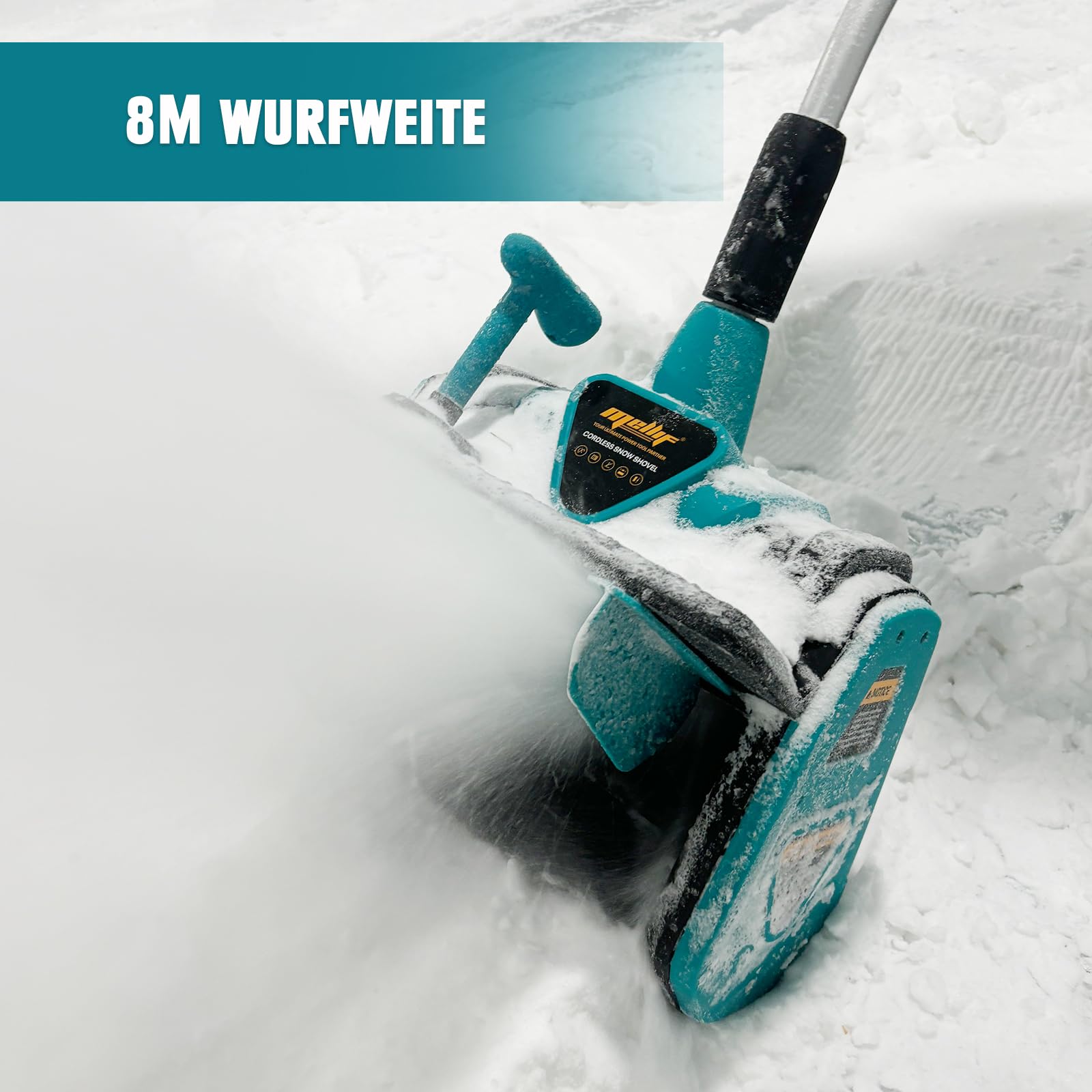 Mellif Akku Schneefräse für Makita Akku 18V x2, elektrische Schneefräse, 900W kabellos Schneebürste bis 20cm Räumhöhe, 8m Wurfweite, 33.5cm Arbeitsbreite, 30° Einstellbar (Akku Nicht Enthalten)