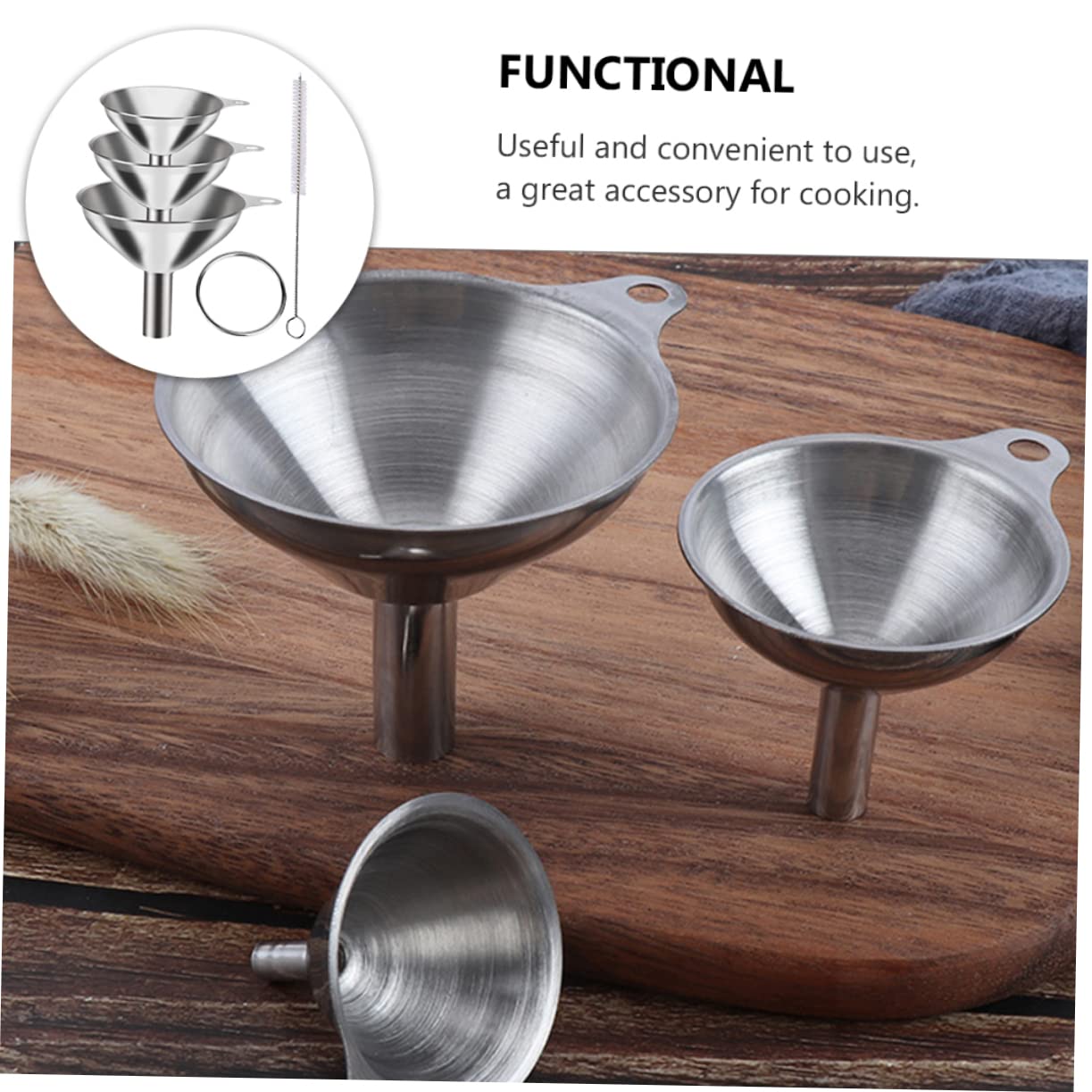 Juego de Embudos de Acero Inoxidable 1 Set para Cocina