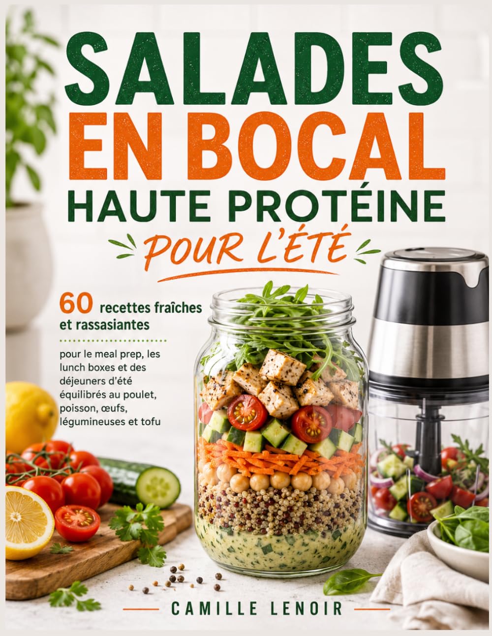 SALADES EN BOCAL HAUTE PROTÉINE POUR L’ÉTÉ: 60 recettes fraîches et rassasiantes pour le meal prep, les lunch boxes et des déjeuners d’été équilibrés au poulet, poisson, œufs, légumineuses et tofu