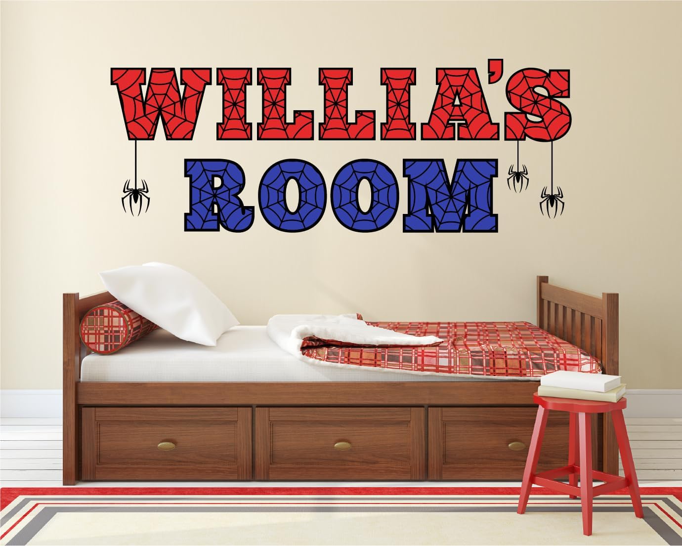 Custom Spider Name Wall Decal – Personalized Superhero Wall Decoration - Spider Wall Stickers for Kids Room - Super Hero Themed Boys Bedroom Decor - Kids Art Mural Vinyl Sticker MC01 - Image 2