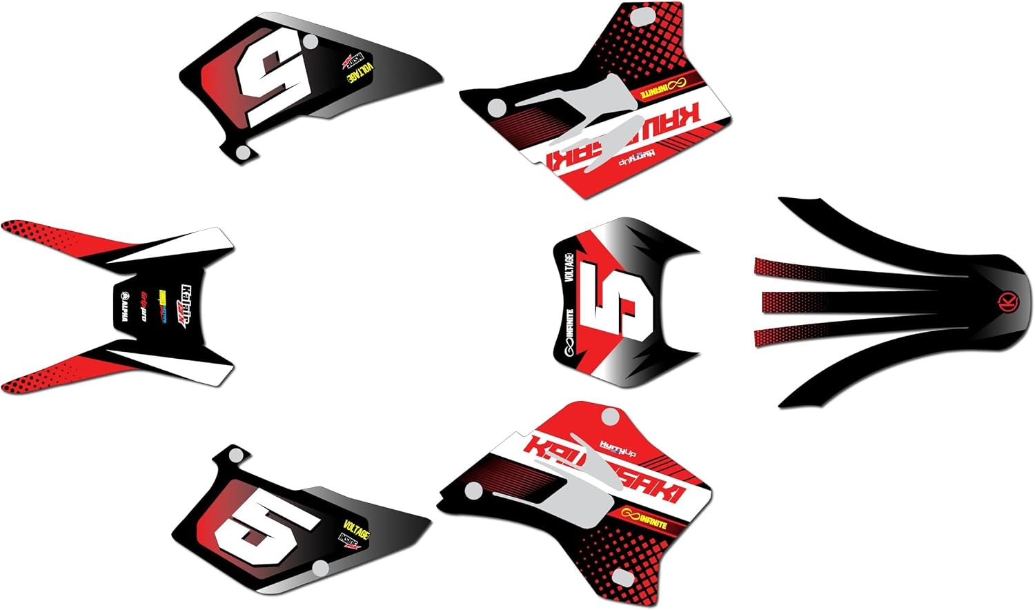 Graphics Kit for Kawasaki KDX200 KDX220 (1995-2008) Turbo Series Green 09 Mil-Dirt bike Custom Racing Graphics Decals Stickers Kit, no-plastics