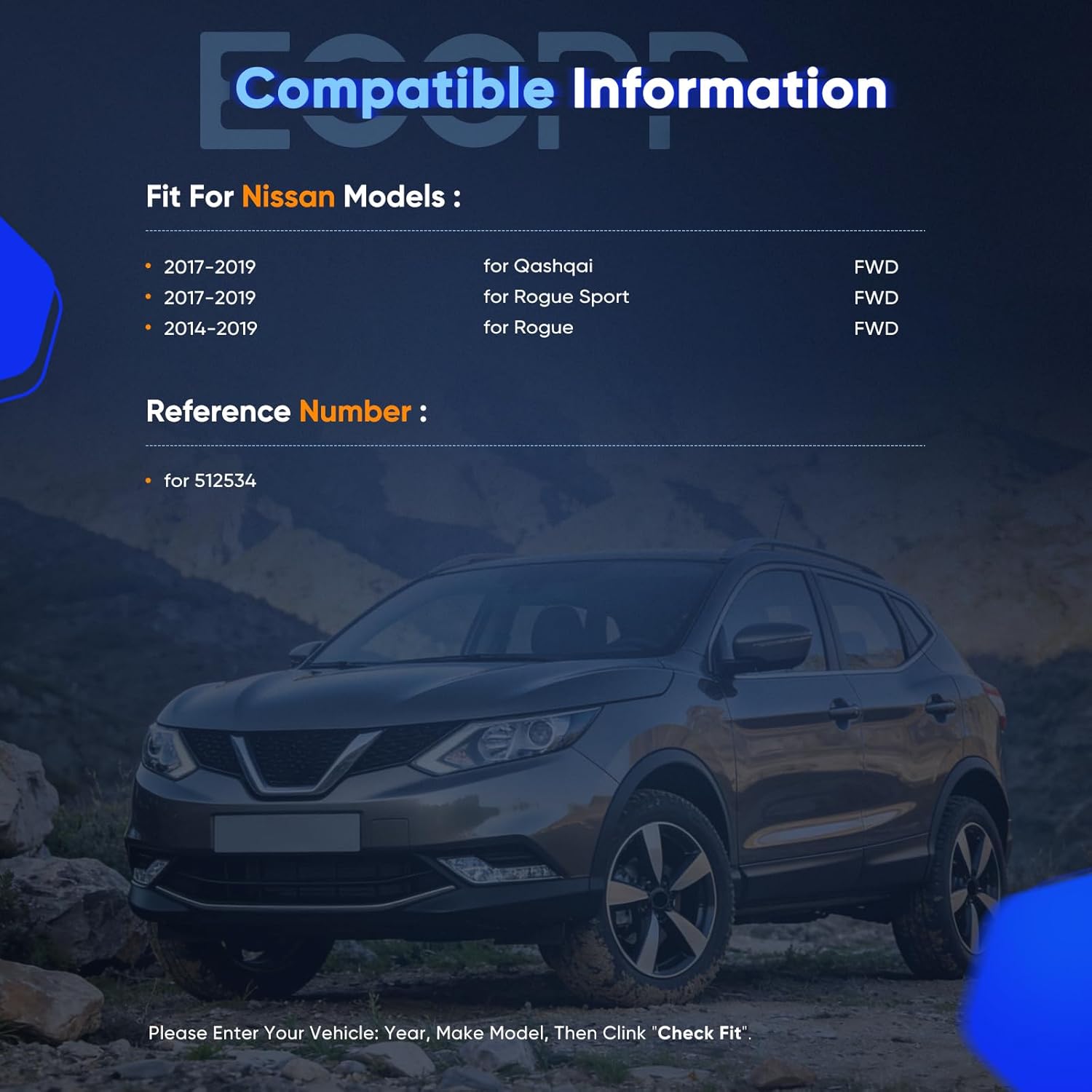 ECCPP Wheel Hub and Bearing Assembly Rear 512534 fit for Nissan Rogue 2012-2018,for Nissan Rogue Sport 2017-2018 5 Lugs Wheel Bearing Hubs with ABS 1pc