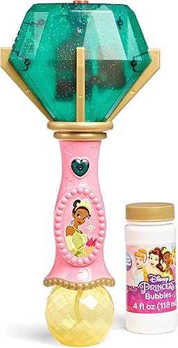 Little Kids Disney Princess and The Frog Tiana - Varita musical de burbujas con luz y sonido, incluye solución de burbujas, multicolor (20522)