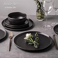 Vista 7 de AmorArc Juego de 4 cuencos de cerámica para cocina, cuencos grandes de 28 onzas para comida, cuencos de cocina resistentes a las astillas con borde