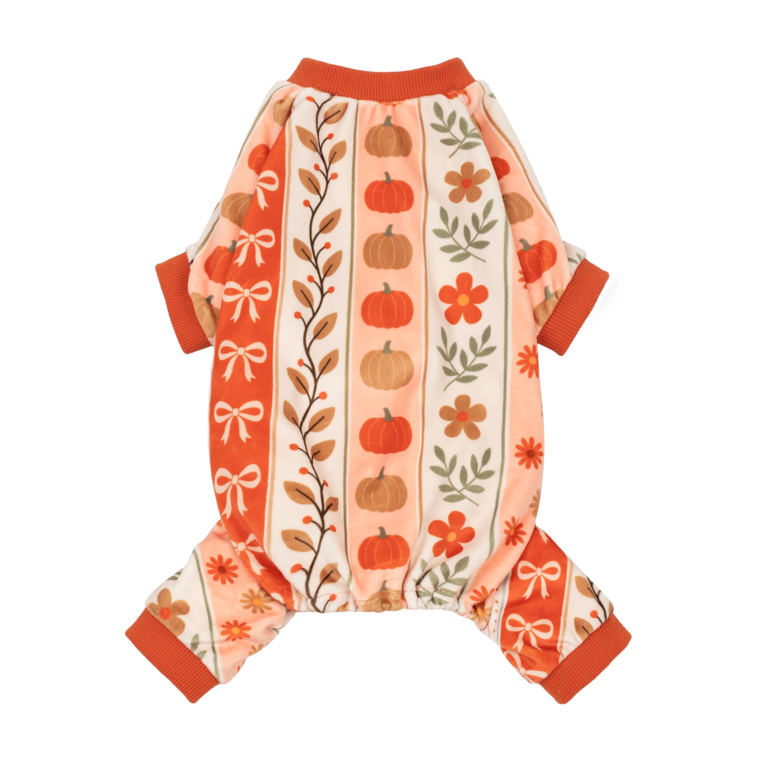 Fitwarm Pumpkin Dog Fleece Pajamas, Cozy Footie PJS for Small & Medium Dogs