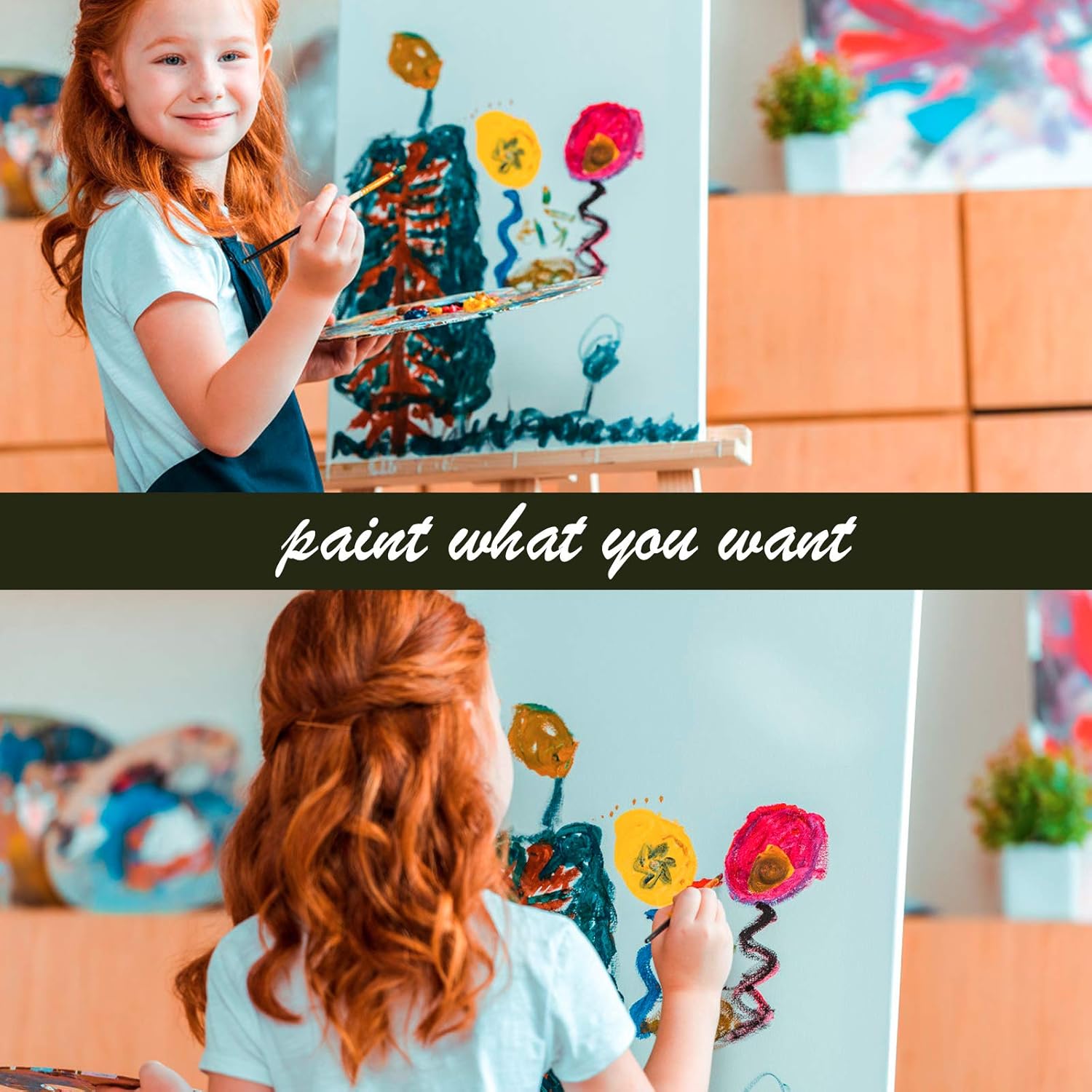 Art Painting Sets, Art Supplies for Kids, Includes Brushes, Acrylic Paints, Wood Table Easel, Palette, Pads, and Picture Frame, Professional Acrylic Paint Set for Students, Kids and Little Artists.