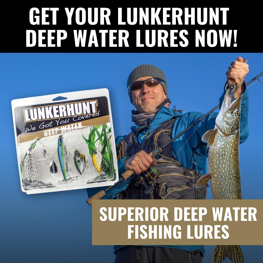 LUNKERHUNT Deep Diving Crankbaits – 4-Pack | Premium Hard Bait Fishing Lures for Bass, Walleye & Saltwater | Ideal for Deep Water Action