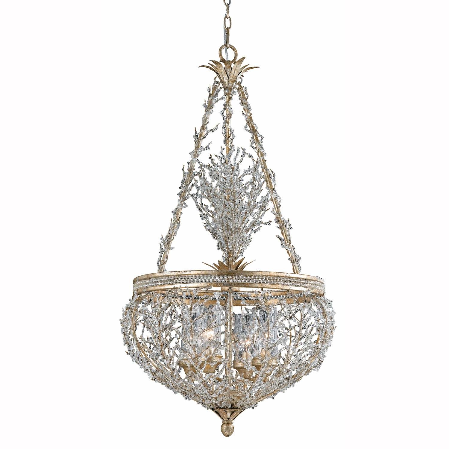 29232-22 Garland Collection 4-Light Pendant, Gold and Silver Leaf Finish with Crystal Beads