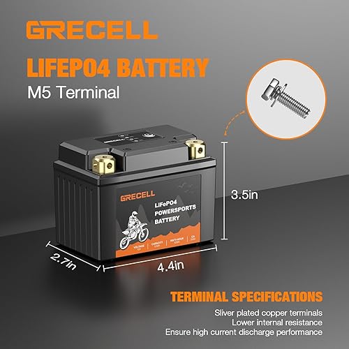 Miniatura 5 de GRECELL Batería LiFePO4 de litio para motocicleta, batería de 12 V 3.5 Ah, batería YTX4L-BSYTX5L-BS integrada compatible con BMS ATV, moto de agua,