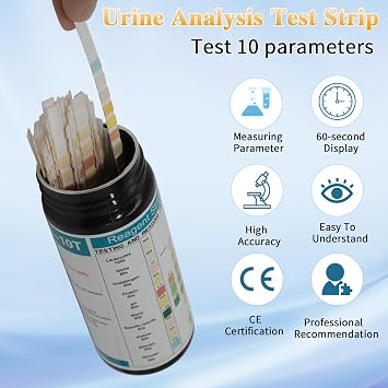 Urine Test Strips 100 Pack 10 Parameter Urinalysis Test Strips UTI Test Strips for Infection Urine Dipstick Test Strips Home Health Monitor for pH Ketone Protein Glucose