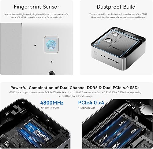 Vista 30 de Beelink Mini PC SEI11, Intel 10ª generación i5-11320H (hasta 4.5 GHz) 4C/8T, mini computadora de 16 GB DDR4 RAM 500 GB NVMe SSD, micro PC 4K a 60Hz