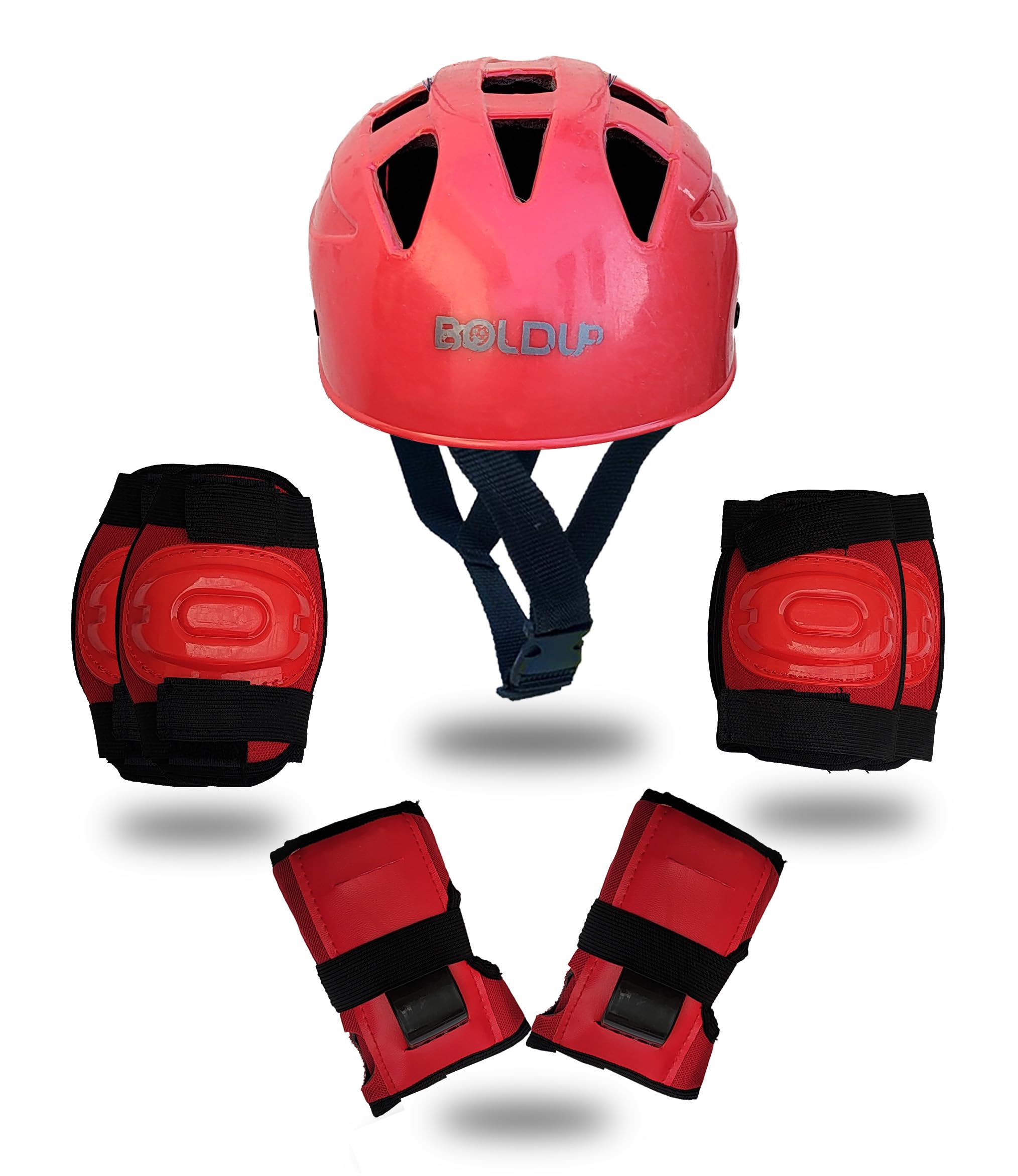 BOLDUP® Childrens Multi-Sport Protective Gear Helmet, Elbow Guards, Knee Caps, and Hand Gloves; Protective Skating Guard Kit Cycling Protection Set (Red Helmat) (B0CY364QF5) Amazon Price History, Amazon Price Tracker