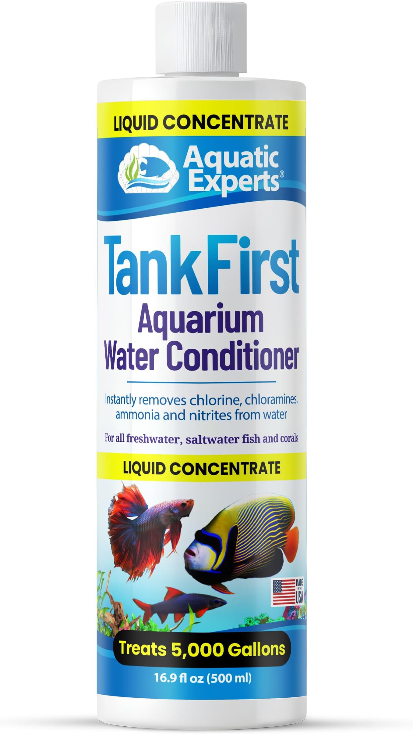 TankFirst Complete Aquarium Water Conditioner - Fish Water Conditioner, Instantly Removes Chlorine, Chloramines, and detoxifies Ammonia from Fish Tank (TankFirst Concentrate, 500 ml)