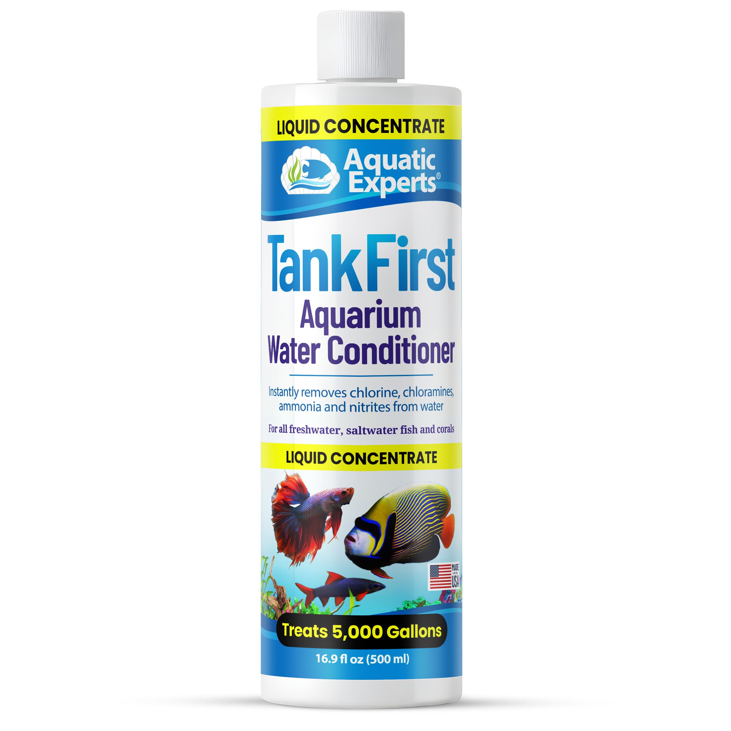 TankFirst Complete Aquarium Water Conditioner - Fish Water Conditioner, Instantly Removes Chlorine, Chloramines, and detoxifies Ammonia from Fish Tank (TankFirst Concentrate, 500 ml)