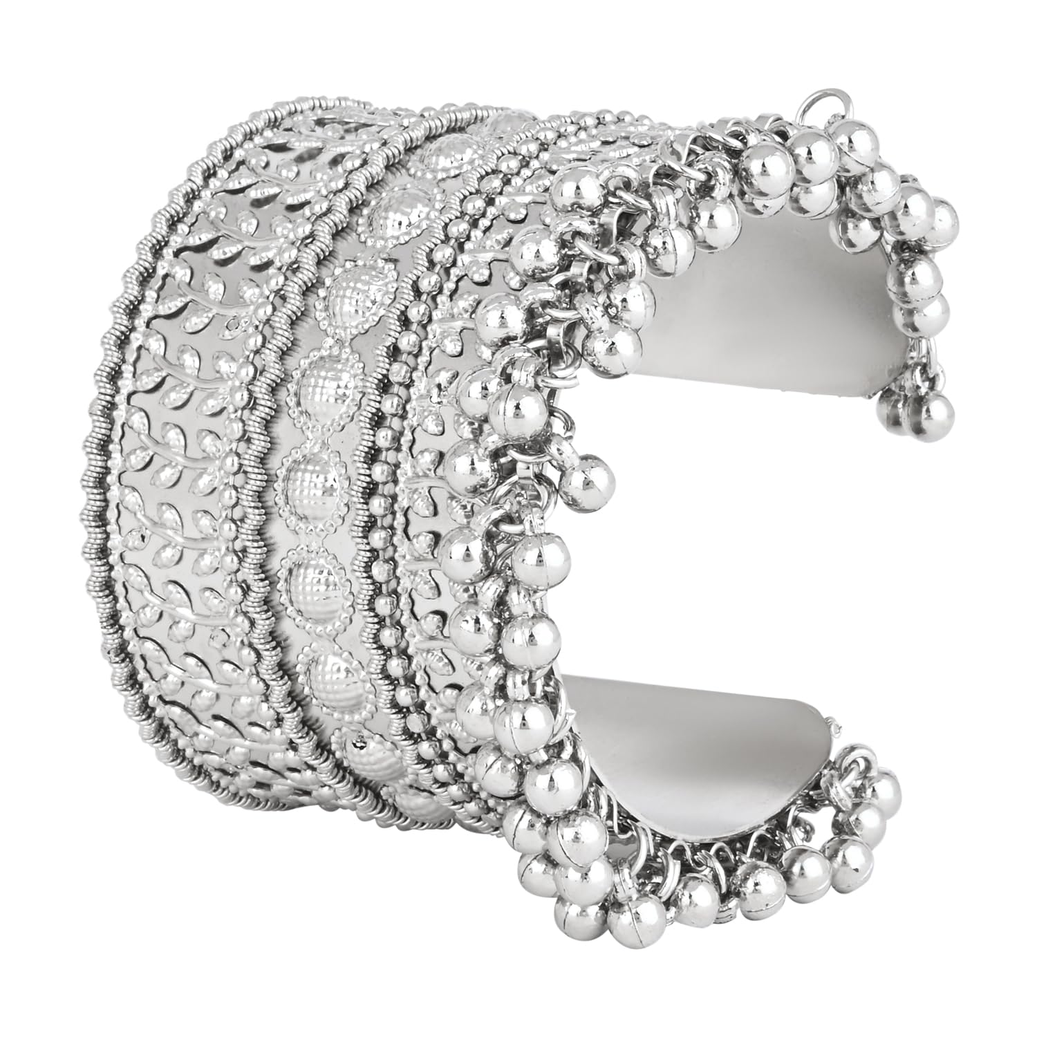 I Jewels Navratri Ethnic Silver Oxidised Afghani Ghungroo Adjustable Cuff Kada Bracelet For Women (ADB516OX) (B0DFPQ4KDP) Amazon Price History, Amazon Price Tracker